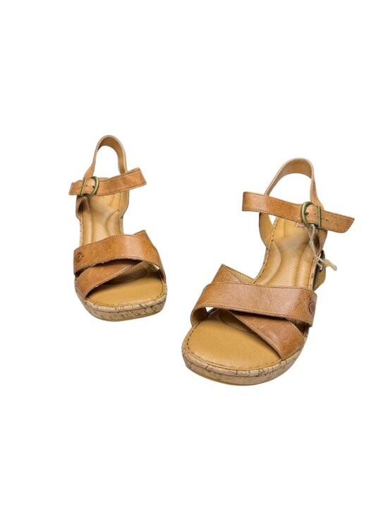 Born Women's Alaina Criss-Cross Leather/Cork Platform Wedge Sandals Sz 10M NWOB - Picture 3 of 9